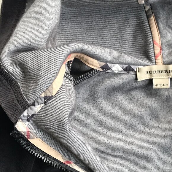 BURBERRY grey poly velour signature trim hooded 2 piece tracksuit elastic 4Y - Picture 7 of 16